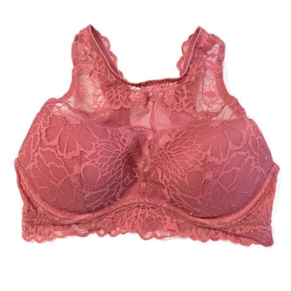 Victoria’s Secret Pink Push up Padded High Neck underwire mesh lace bralette 36D - Picture 4 of 5